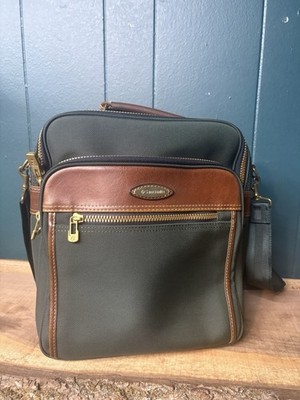 Samsonite Crossbody Messenger Bag Green Nylon Leather Trim EUC