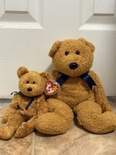 Ty Fuzz the Bear Beanie Buddy & Fuzz Beanie Baby - Set of Two