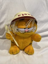 Vintage Garfield Plush With Tag Spaghetti Attack w/Pasta Bowl on Head 1981