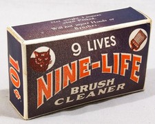 1940S BLACK CAT "9 LIVES" NINE-LIFE BRUSH CLEANER -NOS STILL FACTORY SEALED