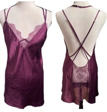 Victoria's Secret Satin Slip Dress S Lace Burgundy Coquette Fairy Whimsigoth Y2K