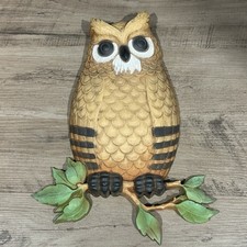 Vintage 70’s Owl Wall Hanging Homco Decor Made in USA 13" Kitchy Retro