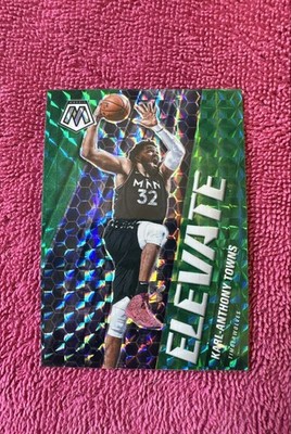2020-21 Panini Mosaic - Elevate Karl-Anthony Towns #15 Green Mosaic Prizm