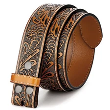 Western Leather Belt Strap for Men Women Cowboy for Wasit 47"-50" 02-brown