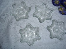 Set of 4 Vintage Clear Glass Star Candle Holders Pressed Glass 6 Point Taper