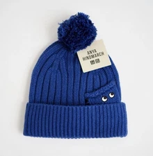 Anya Hindmarch Wool Blend Pocket Logo Uniqlo Heattech Knit Beanie Hat USA Seller