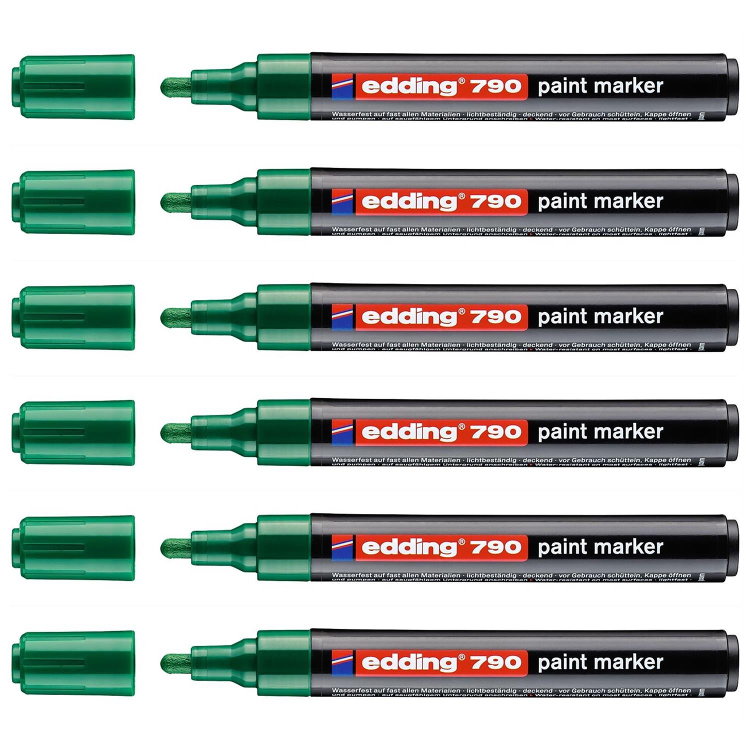 Marqueur peinture vert edding 790 lot de 6 feutres pointe ronde 2-3mm