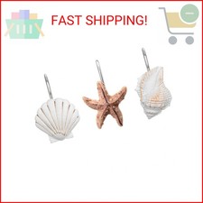 AGPtek 12 PCS Seashell Shower Curtain Hooks for Home and Bathroom (Light Brown)
