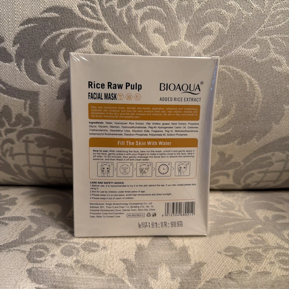 Juego de 2 Mascarillas Faciales de Pulpa Cruda de Arroz BIOAQUA y Mascarilla Hidratante para Cabello  Foto 3 de 4