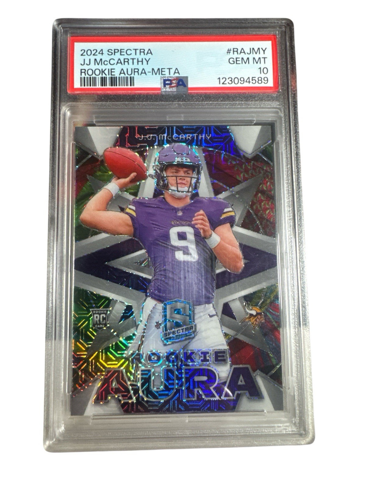 JJ McCarthy Panini Spectra Rookie Aura #RAJMY Meta