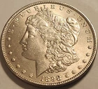 1898-P Morgan Silver Dollar AU Details Raw 90% Silver $1 Coin