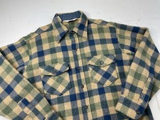 Vintage Woolrich Plaid Flannel Button Down Shirt Jacket Wool Blend Size Large