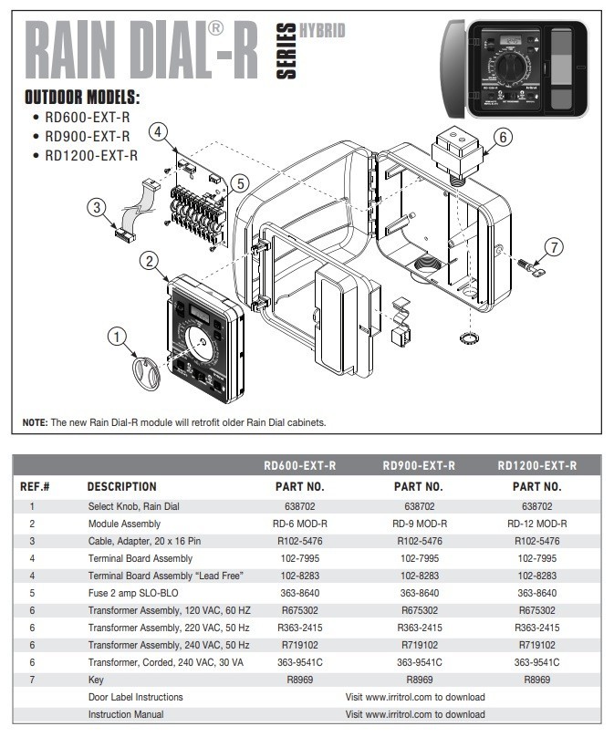 Irritrol 102-7995 PCB Rain Dial-R Terminal Board Assembly 6-12 Stations