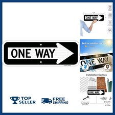 One Way Sign with Right Arrow,18X6 Inches Engineer Grade Reflective Rust Free