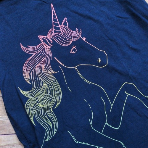 SO Navy Blue Unicorn Short-Sleeve T-shirt - Large (10/12) - Picture 2 of 4