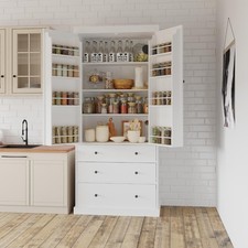 77inch Farmhouse Kitchen Pantry, Wood Storage Cabinet