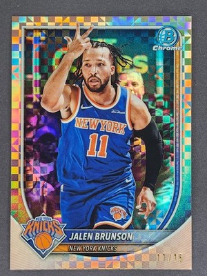 2025-26 Bowman Chrome Jalen Brunson Rose Gold X-Fractor #11/15 Jersey Match