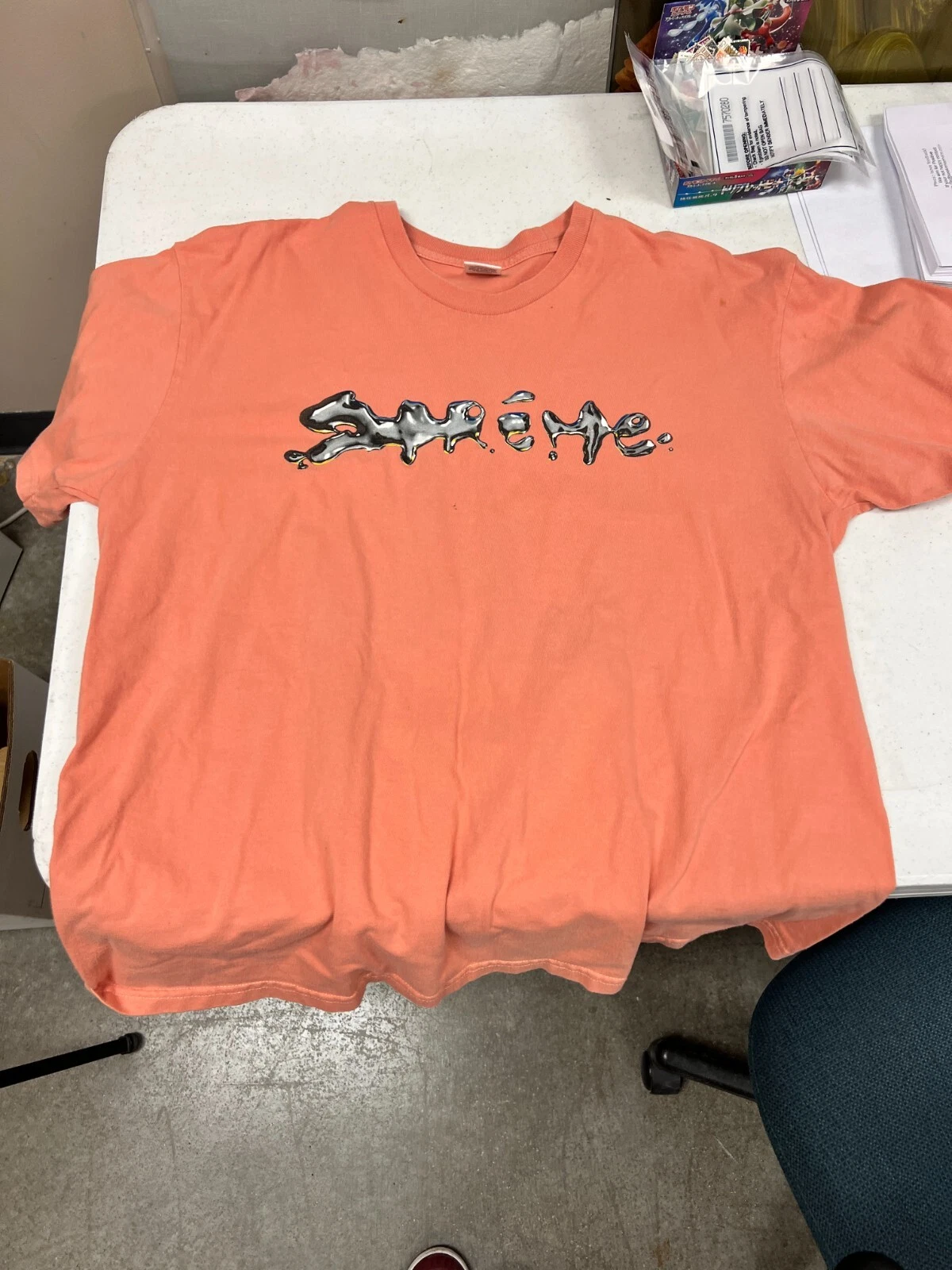 Supreme Liquid Tee Terra Cotta T Shirt Homme XL Orange 100% Coton Manches Courtes
