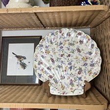 Andrea by Sadek Corona Shell Scallop Shape 12-1/2" Floral Platter Cottagecore