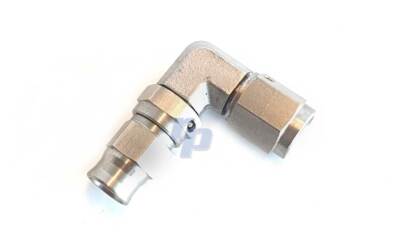 raceparts.cc  90° Verschraubung, Dash 3, Edelstahl, PTFE, Fitting, AN3, JIC3