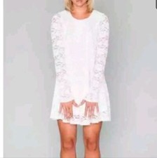 Show Me Your Mumu White Lace Tyler Tunic Dress Shift Wedding Casual Size S