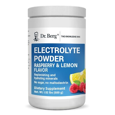 Dr. Berg Original Electrolyte Powder Raspberry & Lemon Flavor - Made w/ 1,000...