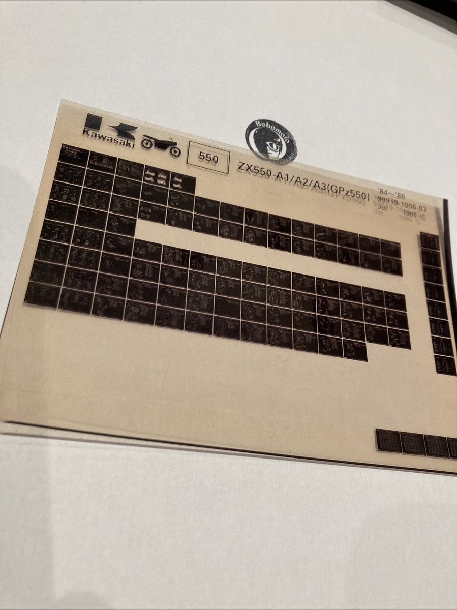 Kawasaki Zx550 A1 A2 A3 1984 / 1986 Gpz550 Microfiche Parts List
