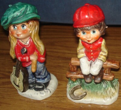 Goebel Michel Thomas Girl with Guitar & Jockey Figurines - Children of Paris
