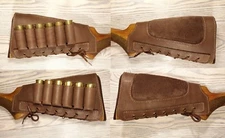 Brown Butt Stock Cover Shotgun Shell Holder Cheek Rest Padded Real Leather Suede