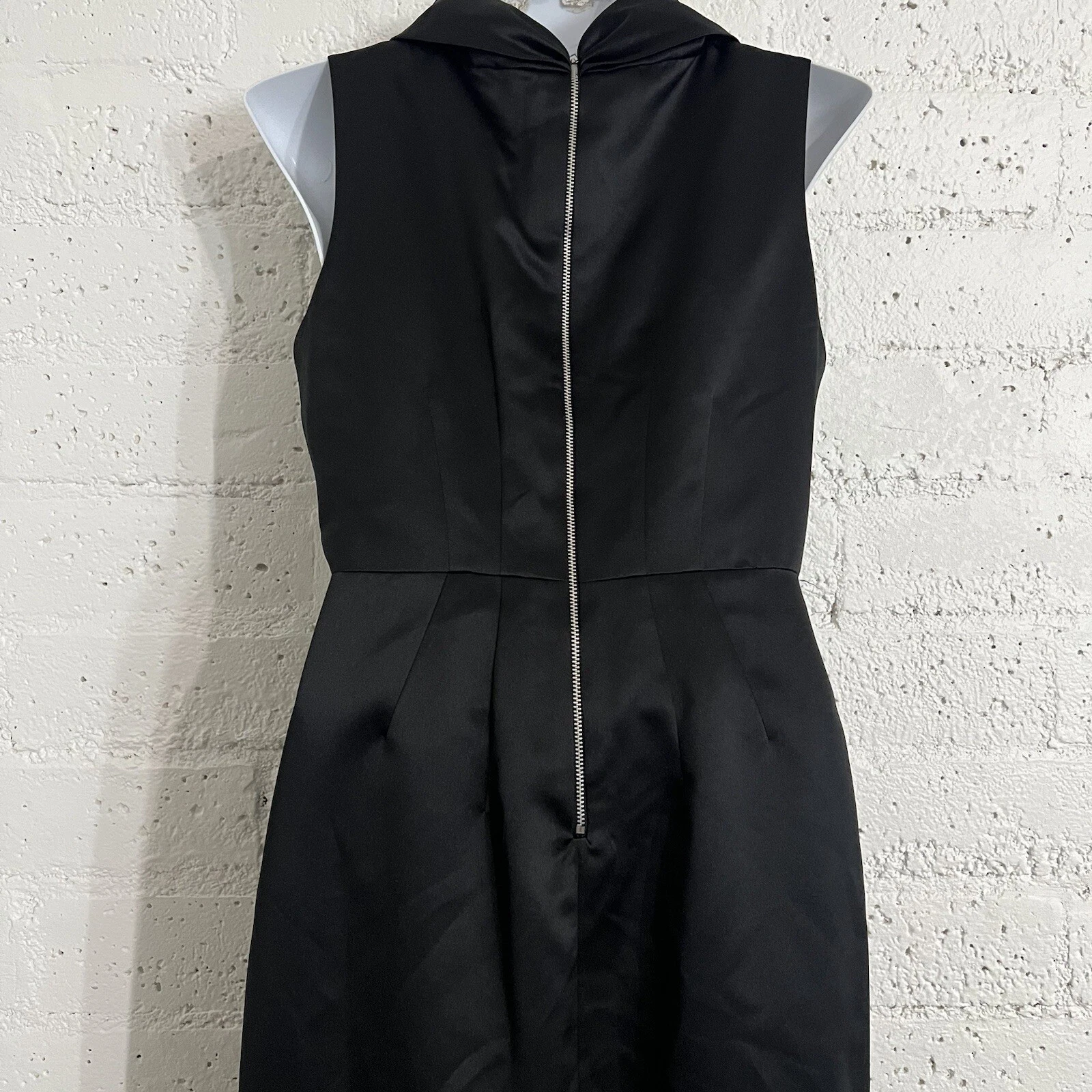 Abito donna Michael Kors 10 nero senza maniche lucido zip dietro LBD cocktail AS10