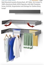 Laundry Drying Rack Wall Mounted, Grey, 40  W...