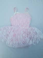 La Petit Ballerina Pink  White Lace Dance  Sequins Recital Tutu Outfit, SC