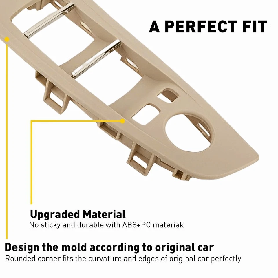 Cubierta interior de moldura de manija de panel de puerta para BMW 520i 528i 530i 535i 2010-2016 Foto 3 de 4