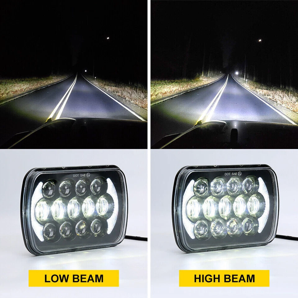 Faro sellado 7x6 5x7"" LED haz para camioneta Dodge W150 W250 D150 D250 1981-93 Foto 2 de 4