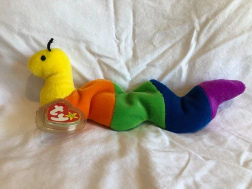 Vintage MWMT Ty Beanie Babies Inch the Worm Rainbow Beanie Baby 1995 Retired NOS