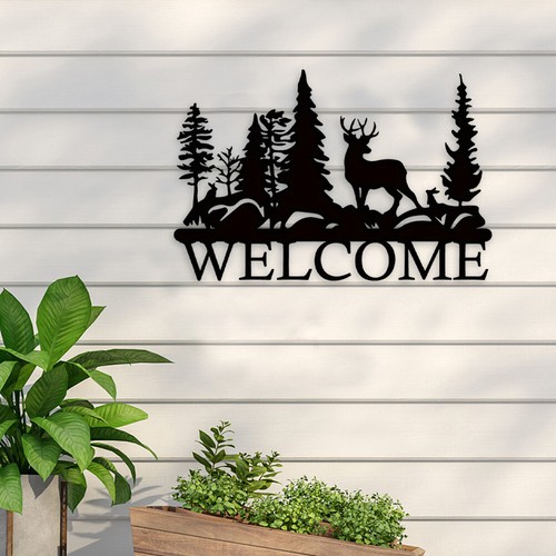 Metal Wall Art Hanging Sculptures Black Tree for Indoor Outdoor