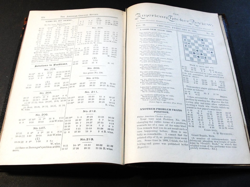 The American Checker Review- Bound Volume II Book- March 1889-February ...