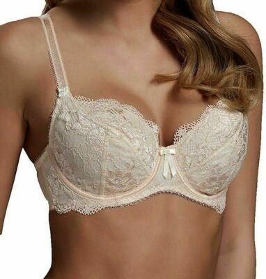 Pour Moi Amour Bra Almond Beige Lace Size 30G Underwired Balcony Balconette 1502