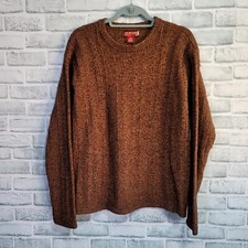 Vintage 90s Guess Size L Brown Ribbed Knit Pullover Sweater Long Sleeve