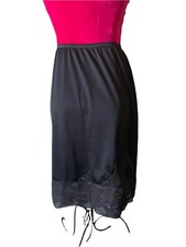 Lorraine vintage black Half Slip Small lace And Chiffon Hem 60  s 24  Long