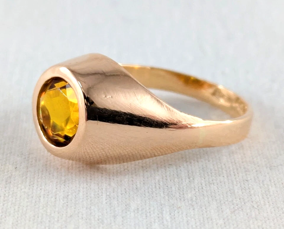Juego de bisel de oro de 18 quilates anillo citrino talla 4,25 Foto 3 de 4