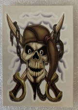 Temporary Tattoo Crossbones Skull Chain Halloween Costume Black Brown Cream