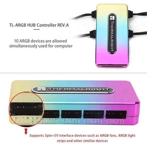 Thermalright ARGB Fan HUB Controller Support 8 Groups of Fans, 8-Port 3 Pin PC