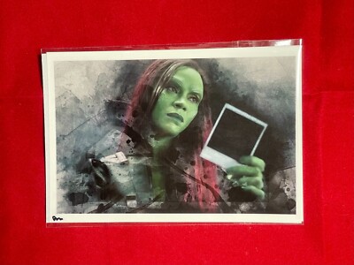 Zoe Saldana Gamora Guardians of the Gal 4x6 Sketch Photo John Rudolph Signed V2