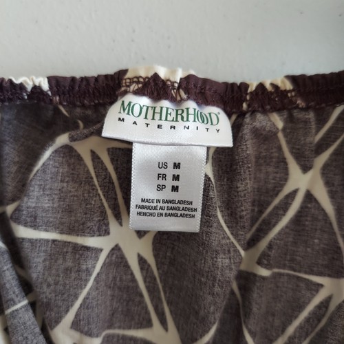 Motherhood Maternity MEDIUM Mini Sun Dress or Leggings Top Brown White Geometric - Picture 7 of 7
