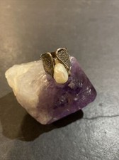 Vintage Modernist Hammered Sterling Silver Pearl Ring Size: 7.5