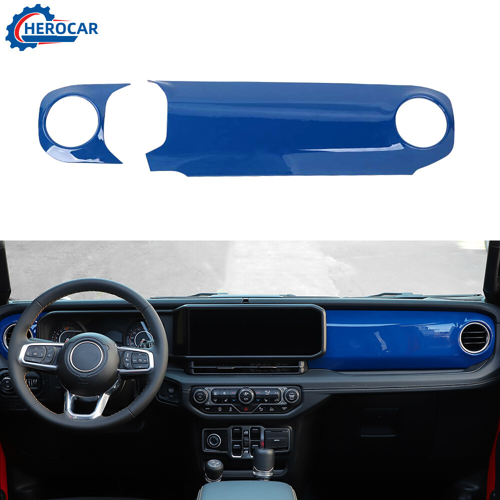 2X Blue Dashboard Panel Cover Trim for 2024 Jeep Wrangler JL JT Interior Overlay