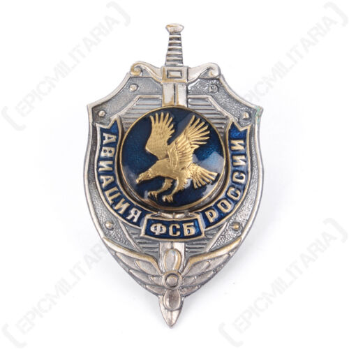 Russian FSB Air Force Badge - Screwback Insignia Eagle Shield Sword New - Picture 1 of 5
