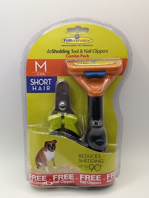 DeShedding Tool & Nail Clippers For Short Hair Dog Size M, New