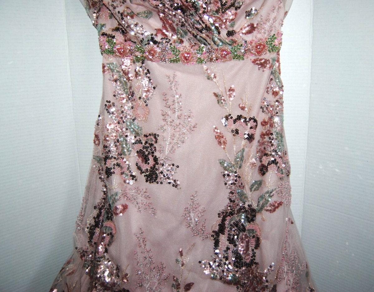 【Mac Duggal】エンベリッシュド フローラルディテール ガウン Blue Floral Long Sleeve High Neck Ruffle Midi Dress | Mac Duggal